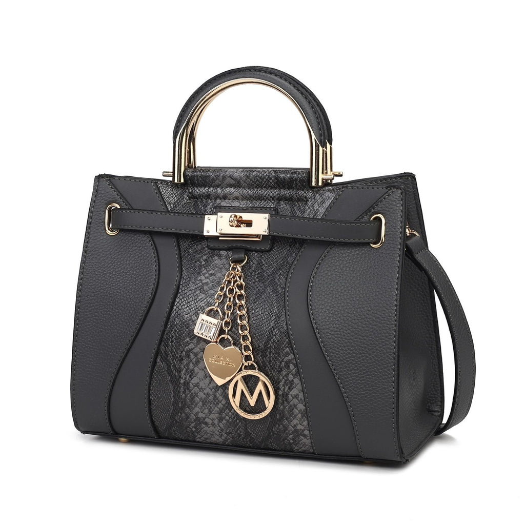 MKF Collection Cassia Snake embossed Vegan Leather Women Satchel Bag by Mia K