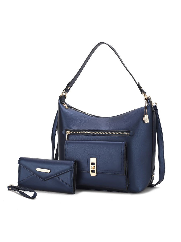 MKF Collection Clara Vegan Leather Women Shoulder Bag with Wristlet Wallet by Mia k