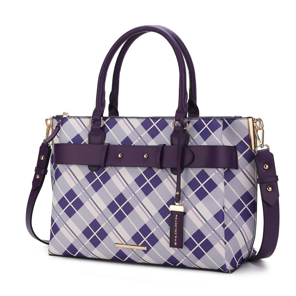 MKF Collection Coleen Vegan Leather Women Plaid Satchel Bag by Mia k
