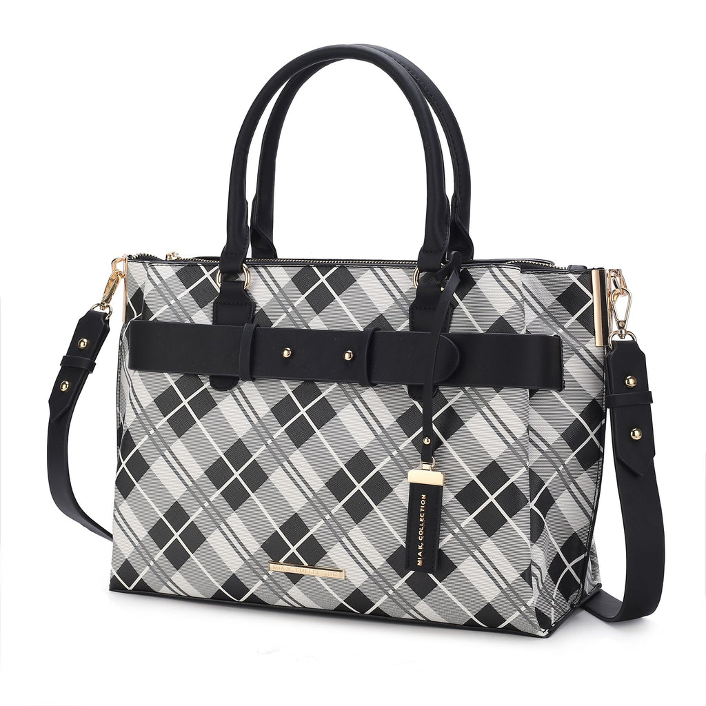 MKF Collection Coleen Vegan Leather Women Plaid Satchel Bag by Mia k