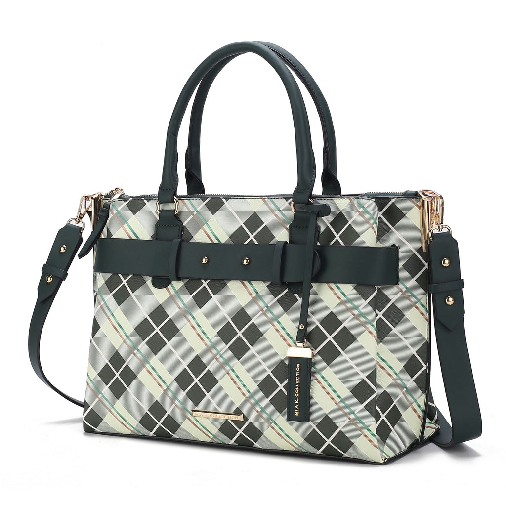 MKF Collection Coleen Vegan Leather Women Plaid Satchel Bag by Mia k