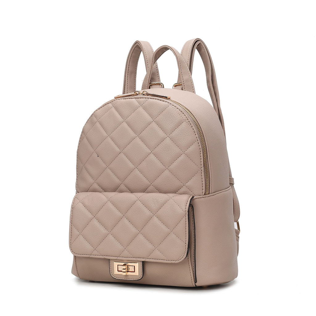 MKF Collection Dimitria Quilted and Smooth Women Backpack, Bookbag Purse Handbag Travel Daypack Bag By Mia K