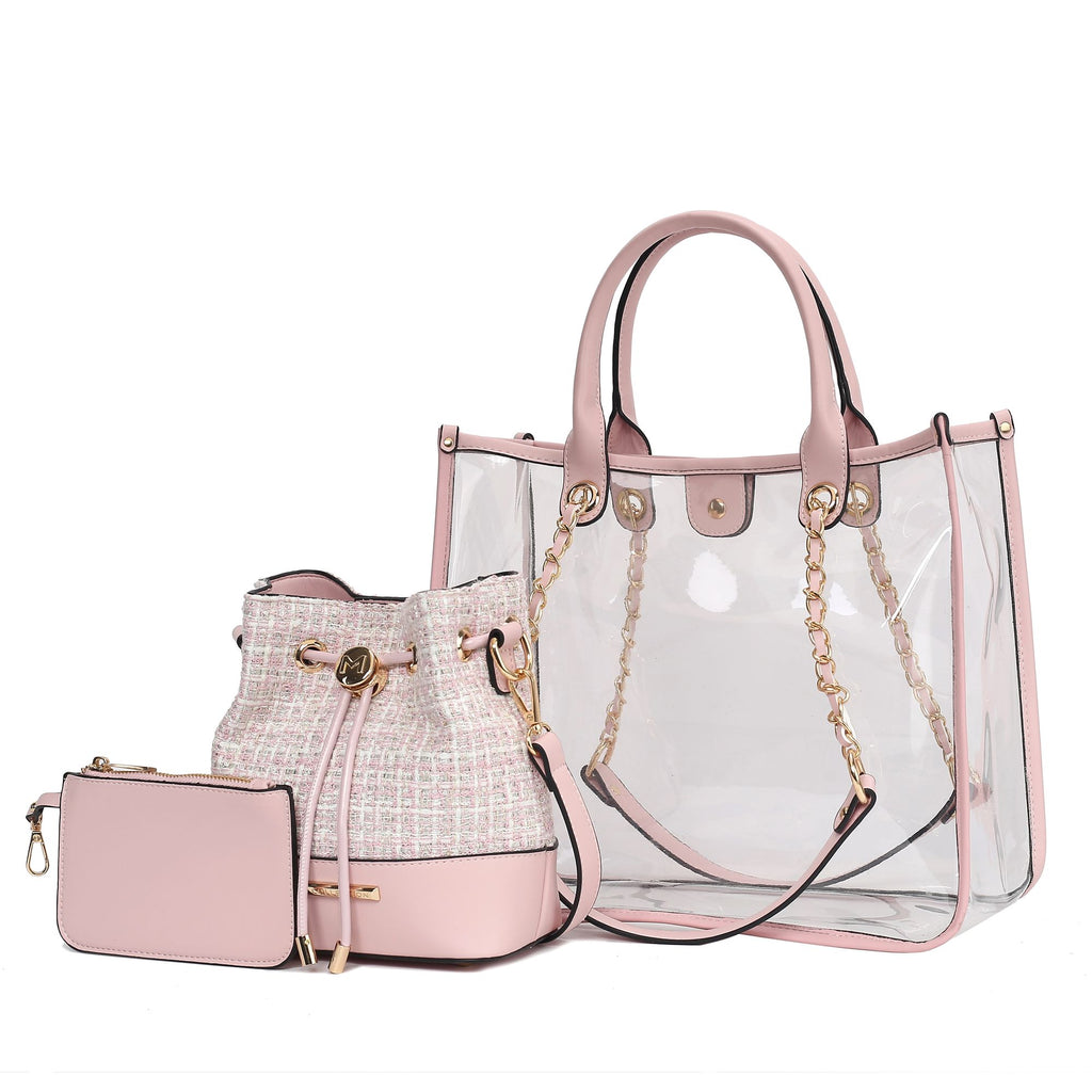 MKF Collection Diva PVC Tote Bag with Tweed Bucket Bag by Mia K.