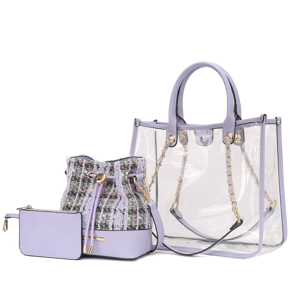 MKF Collection Diva PVC Tote Bag with Tweed Bucket Bag by Mia K.