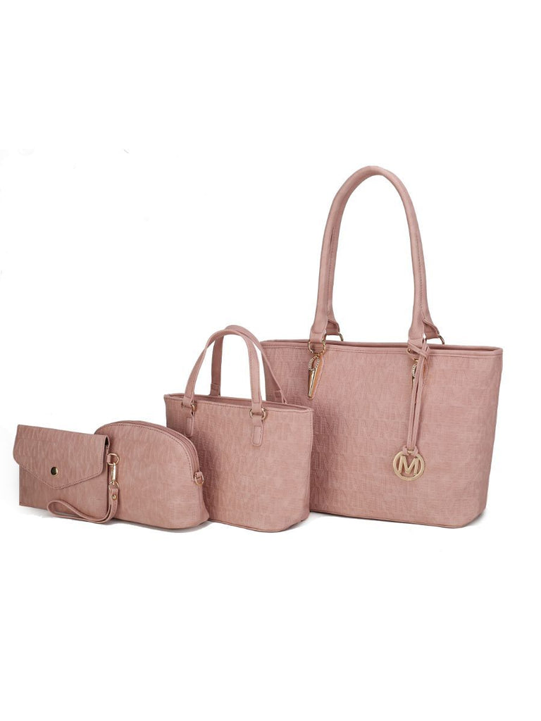 MKF Collection Edelyn embossed M Signature Four PCS Tote Set by Mia k