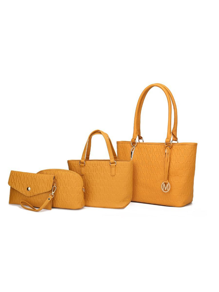 MKF Collection Edelyn embossed M Signature Four PCS Tote Set by Mia k