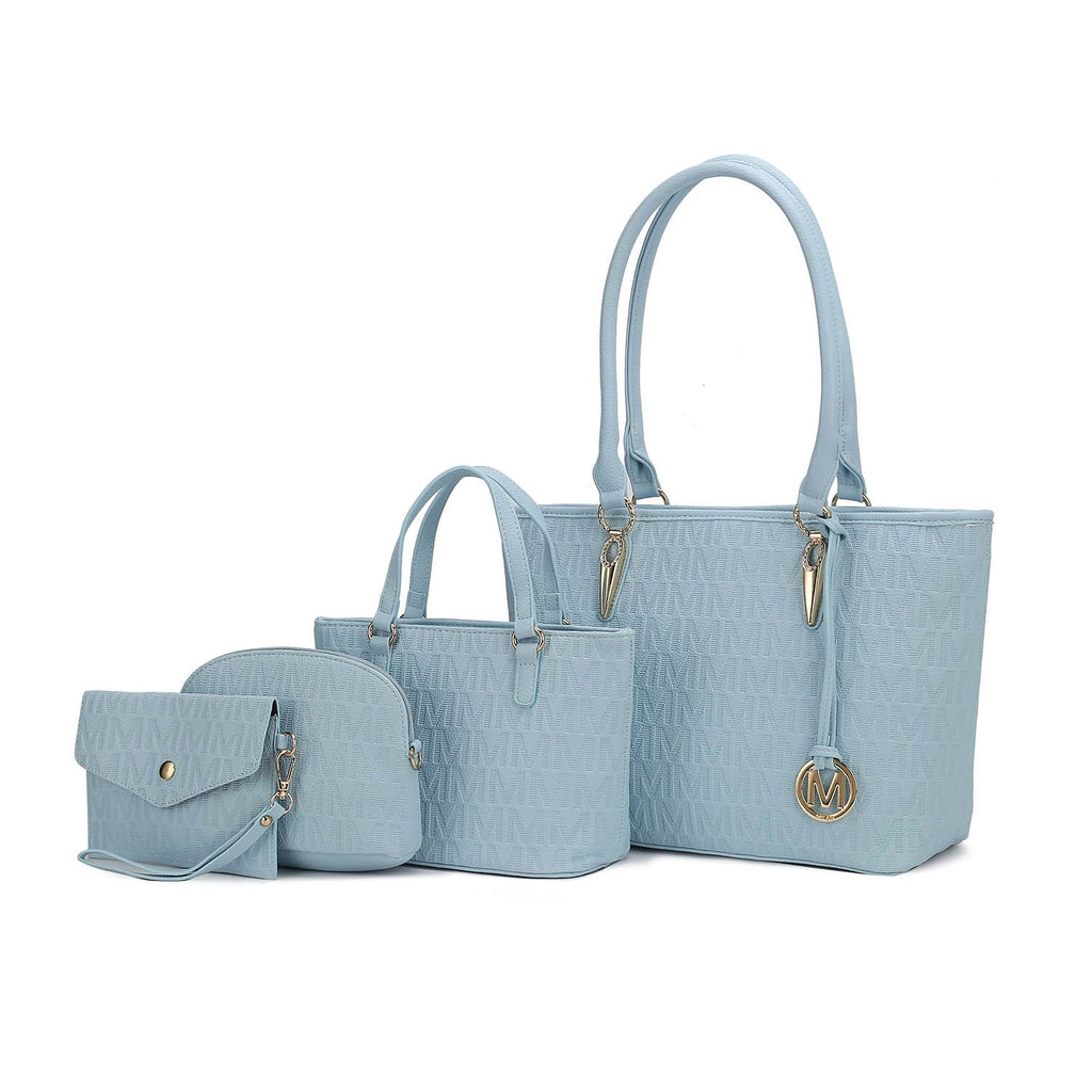 MKF Collection Edelyn embossed M Signature Four PCS Tote Set by Mia k