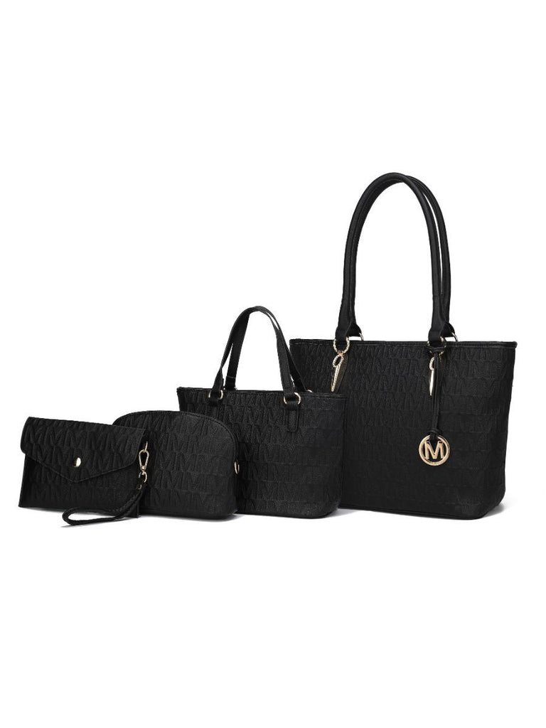 MKF Collection Edelyn embossed M Signature Four PCS Tote Set by Mia k