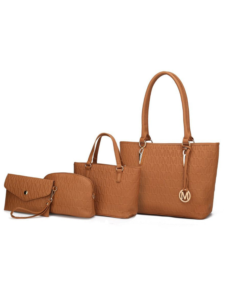 MKF Collection Edelyn embossed M Signature Four PCS Tote Set by Mia k