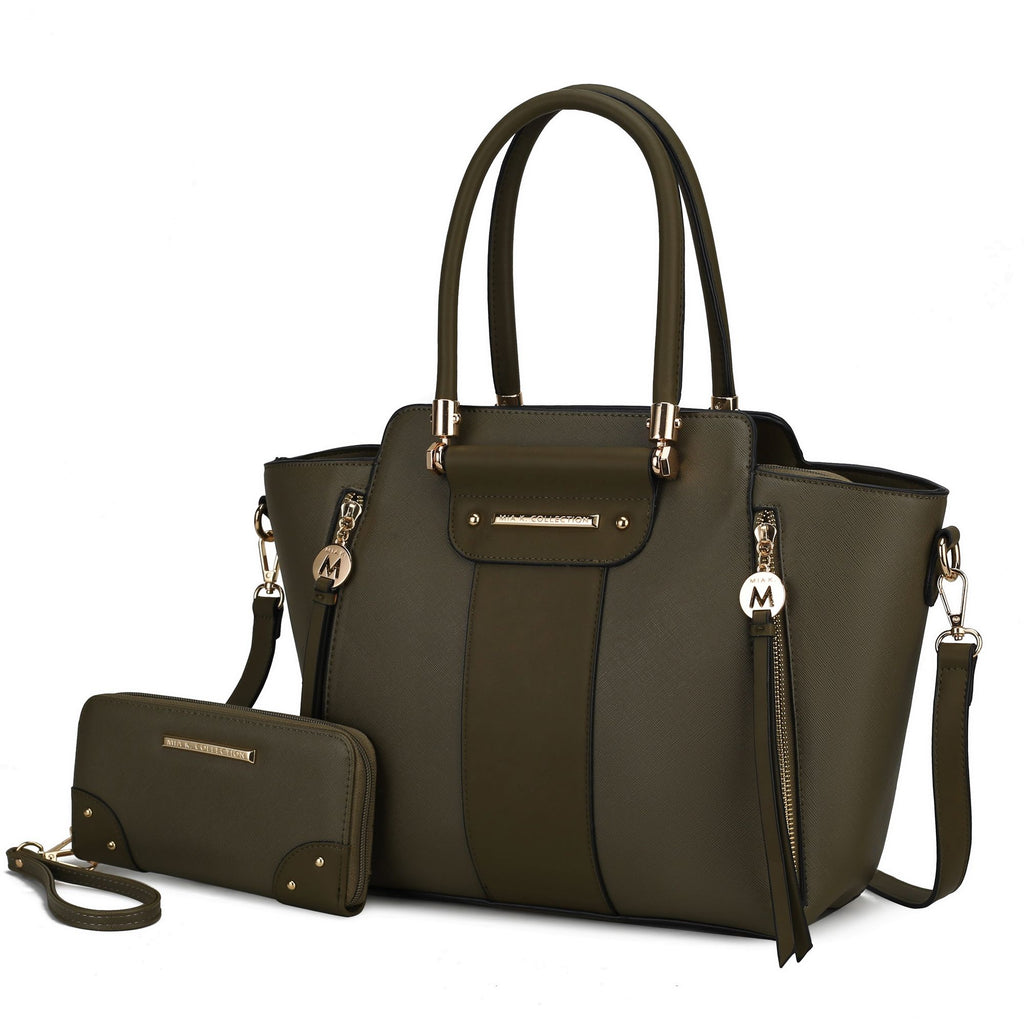 MKF Collection Eliana Tote Handbag with Wristlet Wallet Vegan Leather Crossover Womens Purse by Mia K