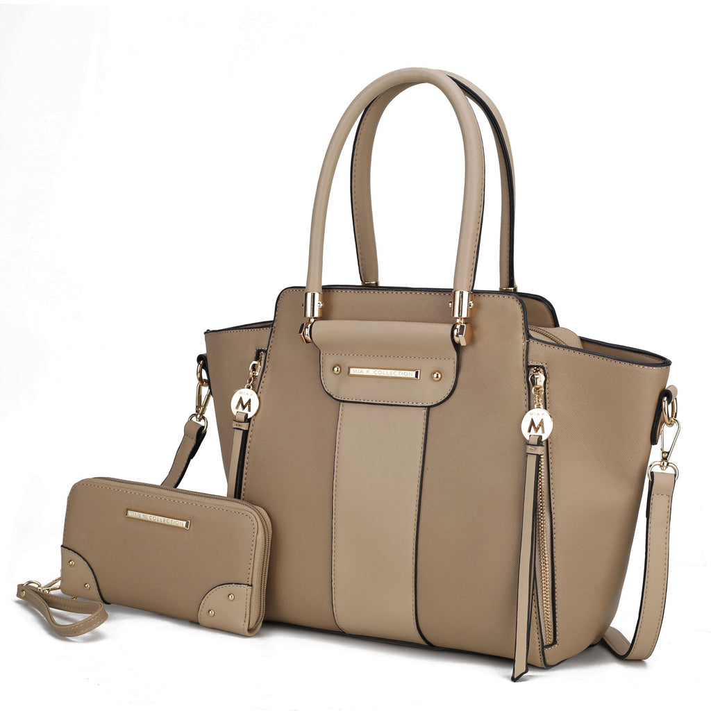 MKF Collection Eliana Tote Handbag with Wristlet Wallet Vegan Leather Crossover Womens Purse by Mia K