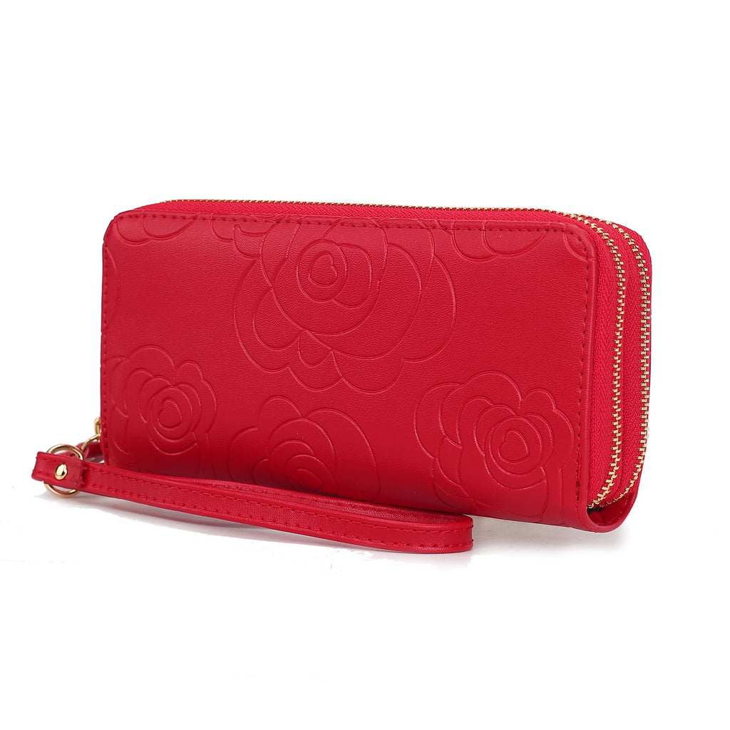 MKF Collection Ellie Genuine Leather Flower Embossed Women Wristlet Wallet by Mia K