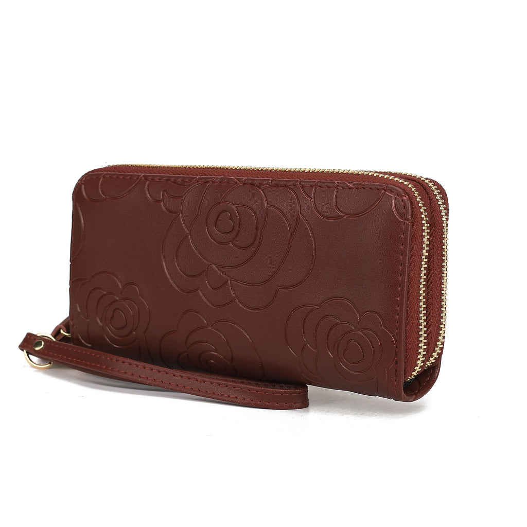 MKF Collection Ellie Genuine Leather Flower Embossed Women Wristlet Wallet by Mia K