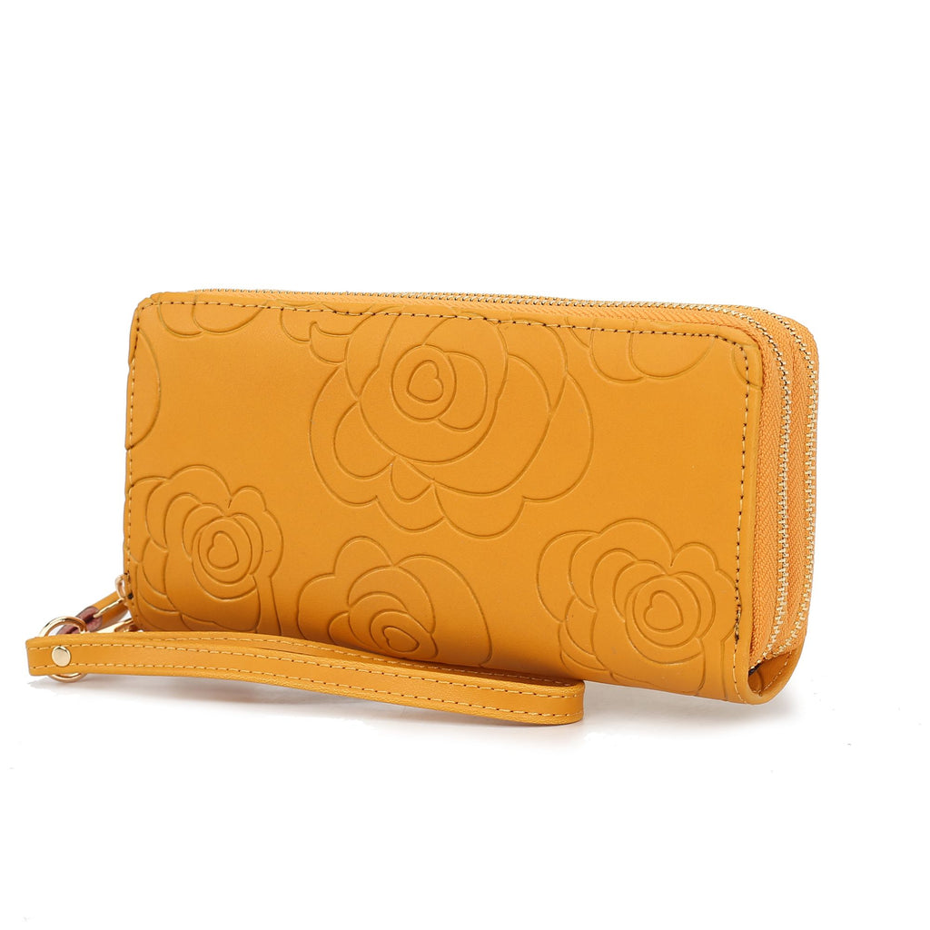 MKF Collection Ellie Genuine Leather Flower Embossed Women Wristlet Wallet by Mia K