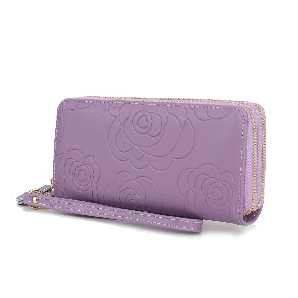 MKF Collection Ellie Genuine Leather Flower Embossed Women Wristlet Wallet by Mia K