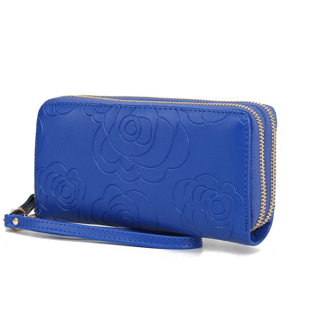 MKF Collection Ellie Genuine Leather Flower Embossed Women Wristlet Wallet by Mia K
