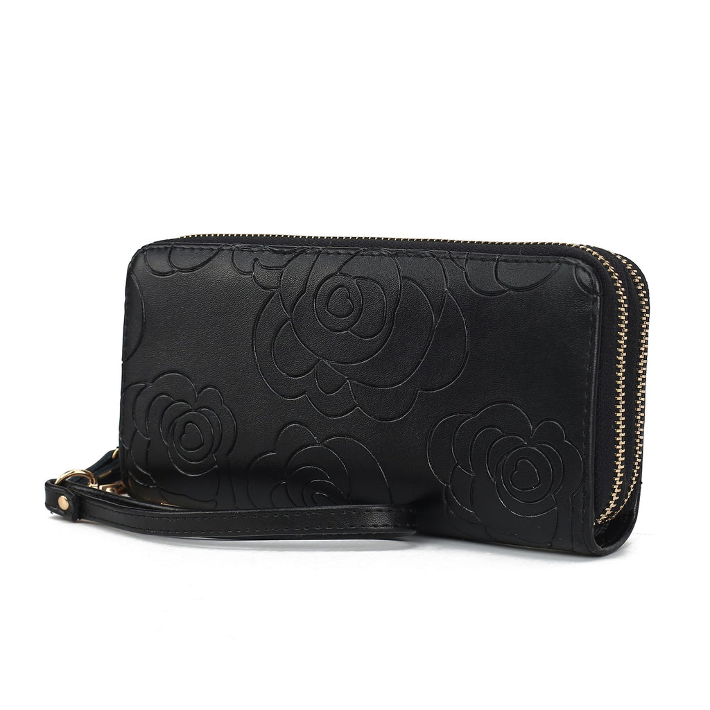 MKF Collection Ellie Genuine Leather Flower Embossed Women Wristlet Wallet by Mia K