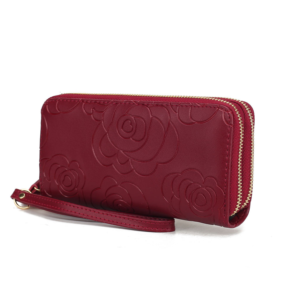MKF Collection Ellie Genuine Leather Flower Embossed Women Wristlet Wallet by Mia K