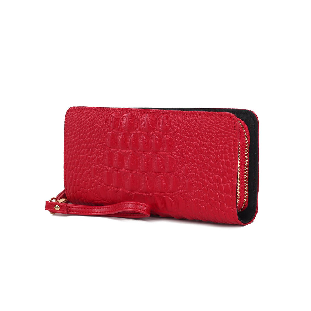 MKF Collection Eve Genuine Leather Crocodile Embossed Women Wristlet Wallet by Mia K
