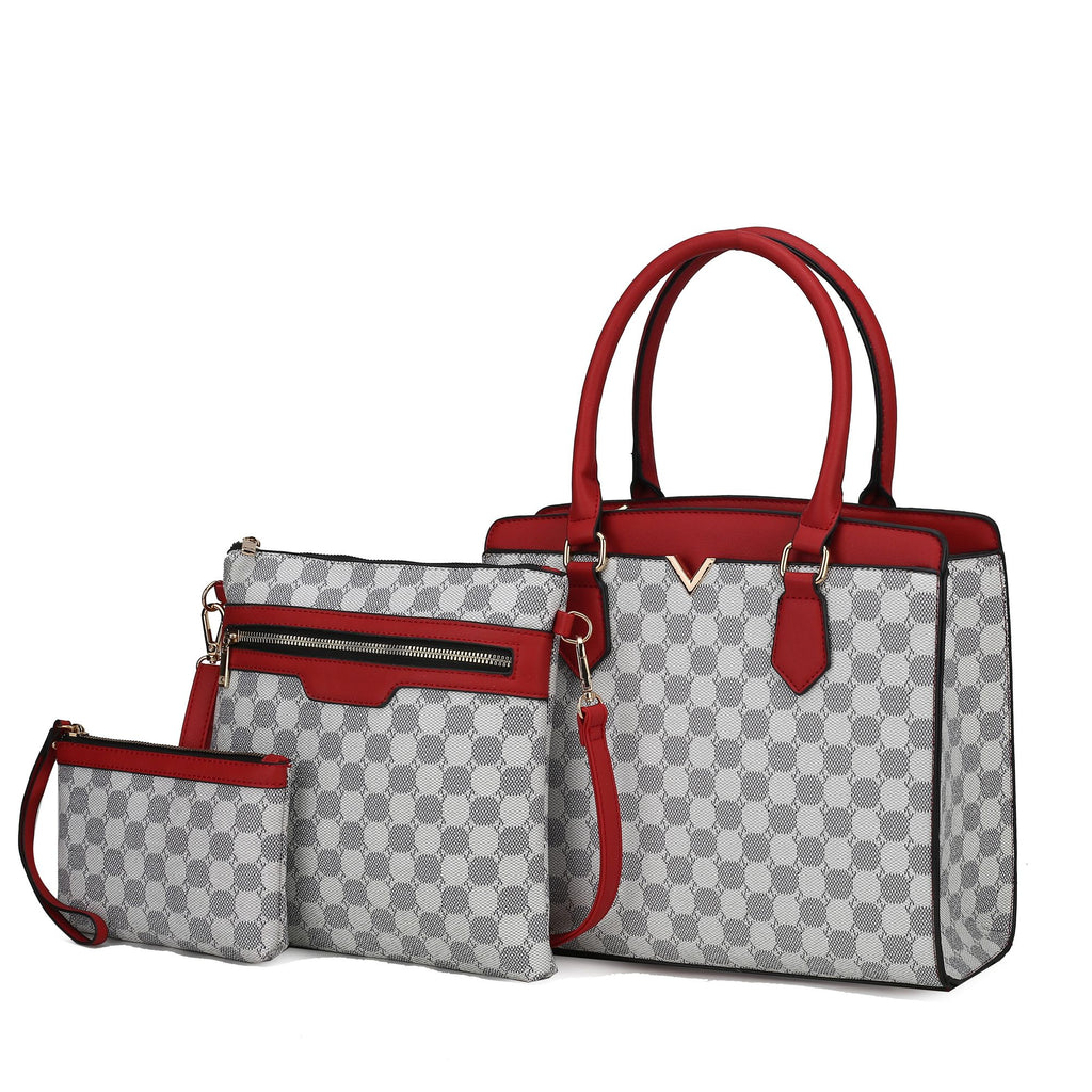 MKF Collection Finnley 3 Pc Satchel Handbag with Crossbody & Wristlet Vegan Leather Womens by Mia k