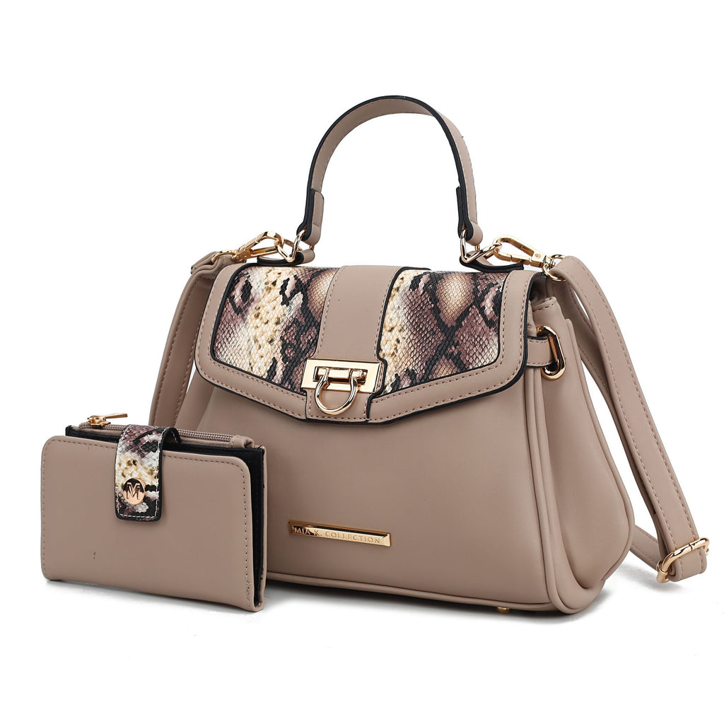 MKF Collection Geny Faux Snake Embossed Women Shoulder bag with matching Wallet by Mia K