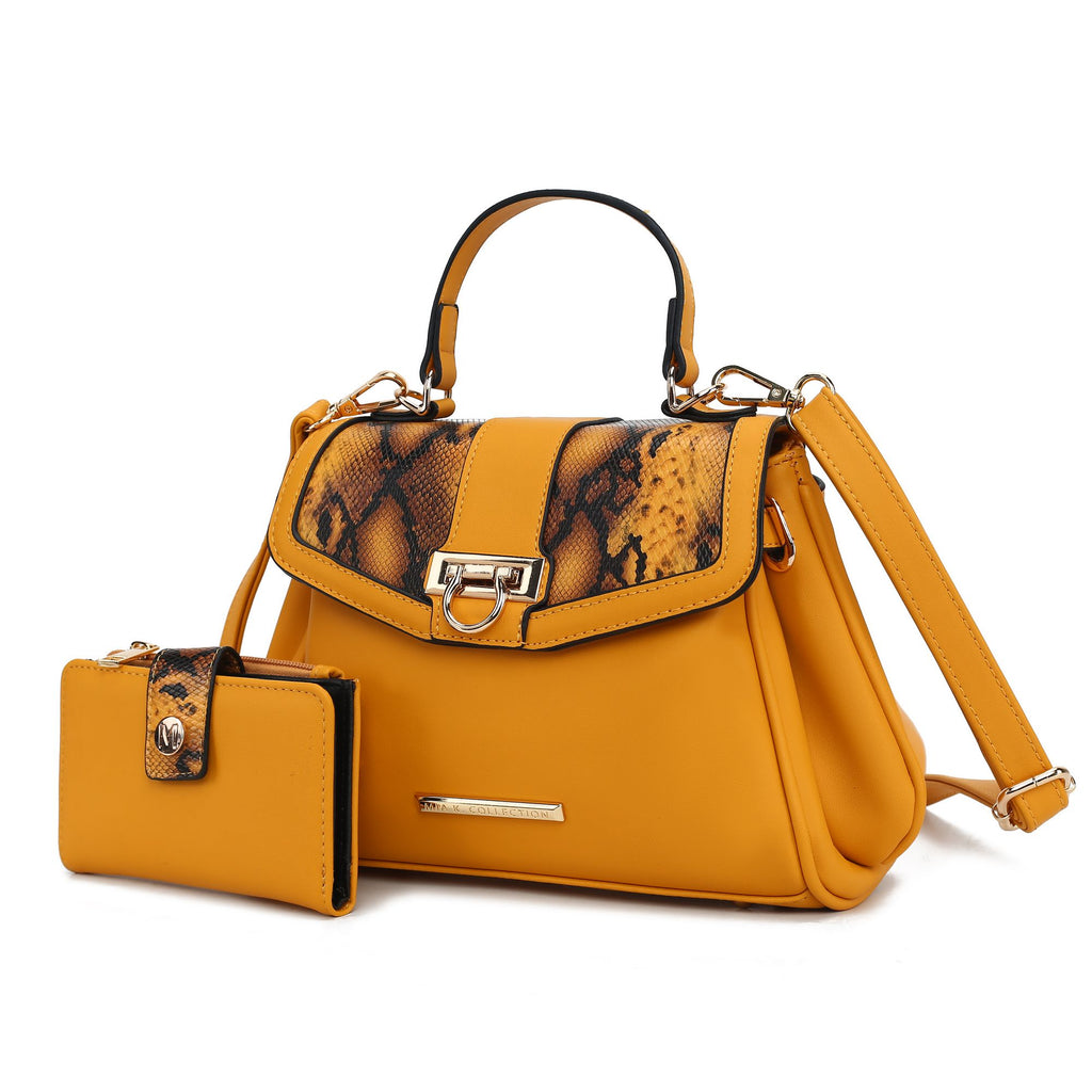 MKF Collection Geny Faux Snake Embossed Women Shoulder bag with matching Wallet by Mia K