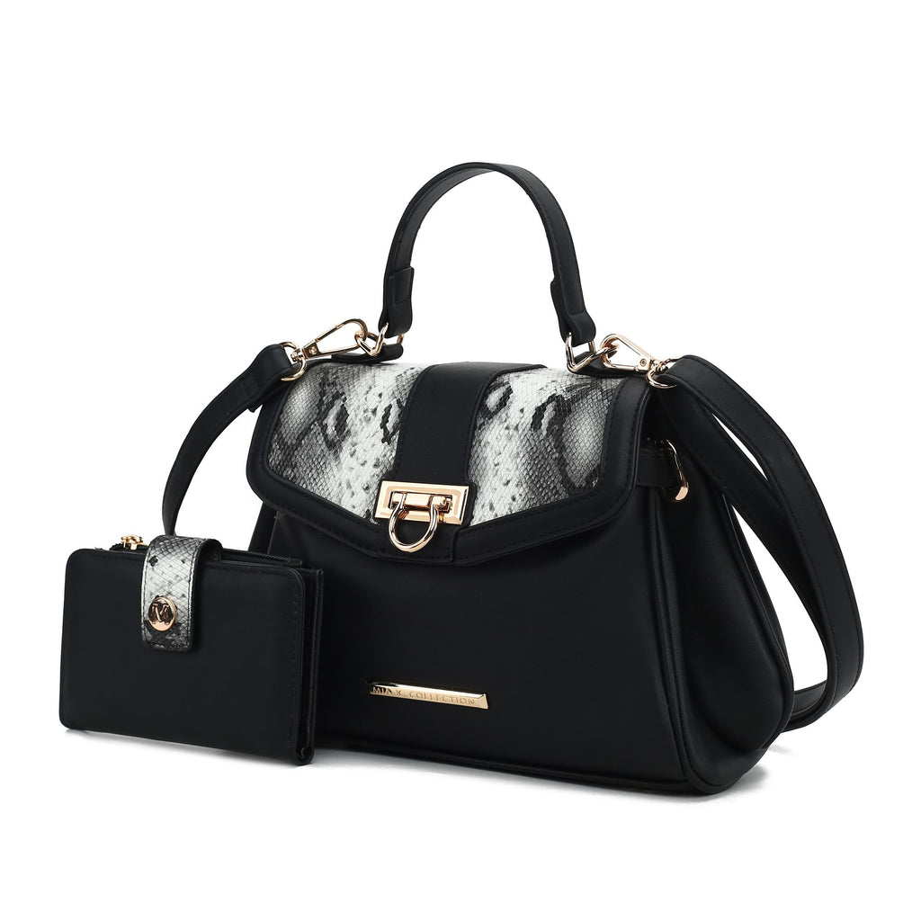 MKF Collection Geny Faux Snake Embossed Women Shoulder bag with matching Wallet by Mia K