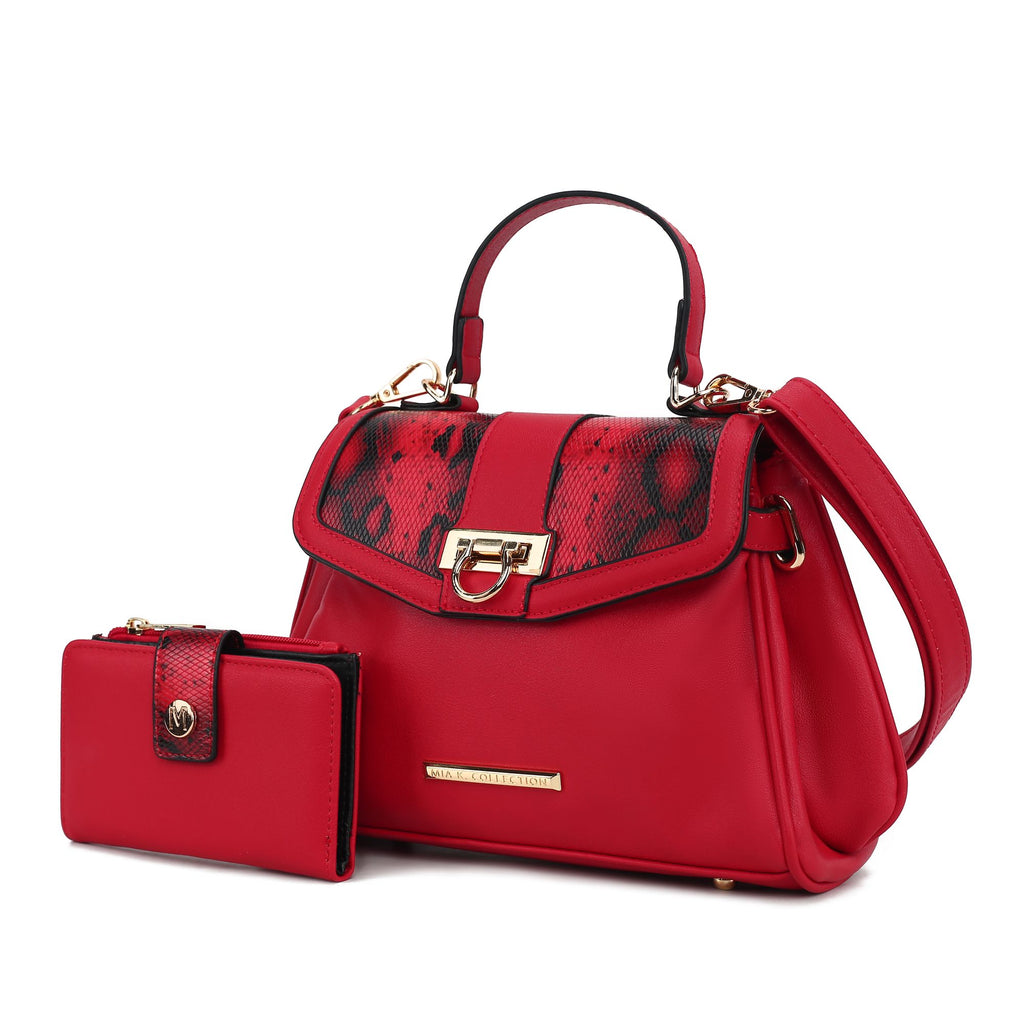 MKF Collection Geny Faux Snake Embossed Women Shoulder bag with matching Wallet by Mia K