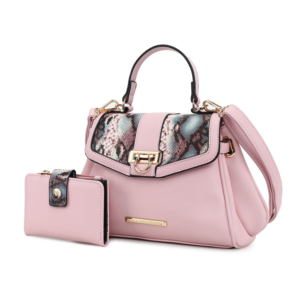 MKF Collection Geny Faux Snake Embossed Women Shoulder bag with matching Wallet by Mia K