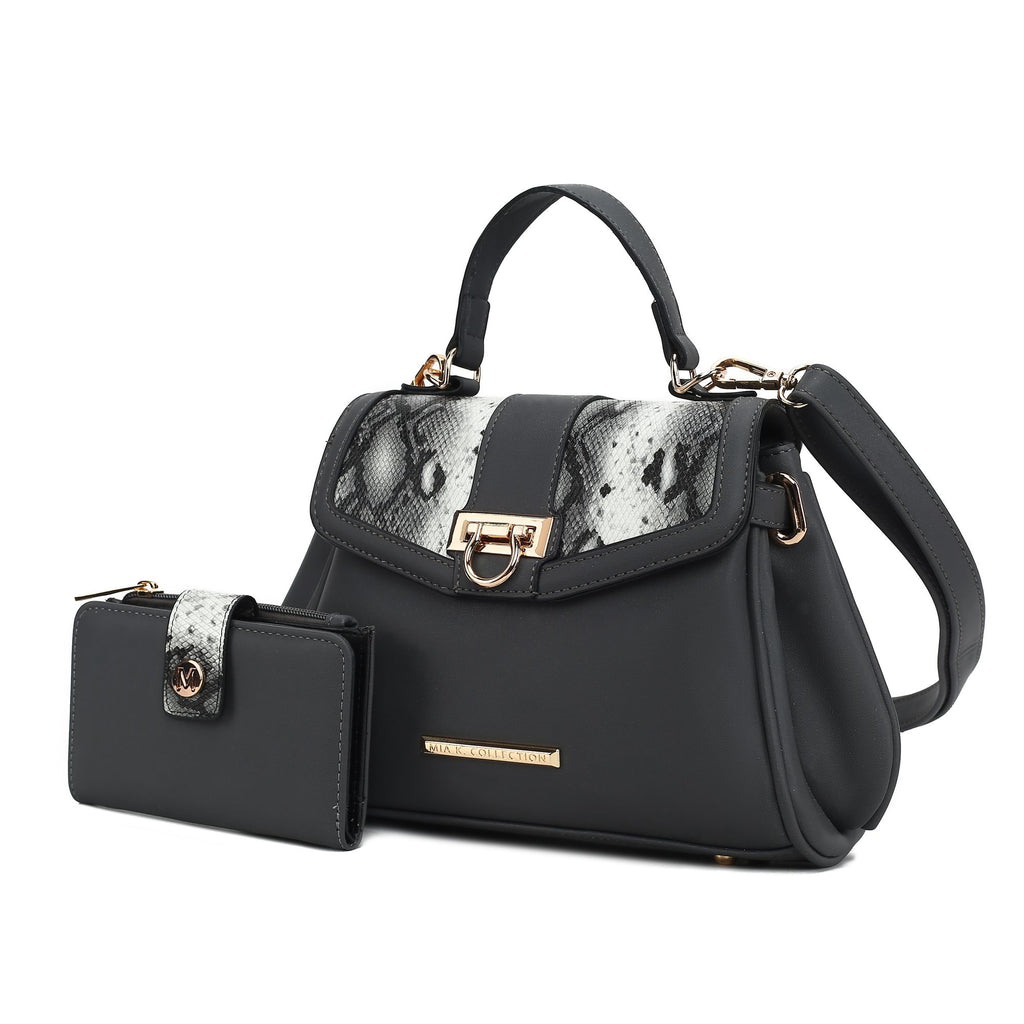 MKF Collection Geny Faux Snake Embossed Women Shoulder bag with matching Wallet by Mia K