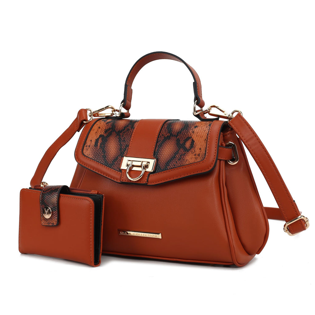 MKF Collection Geny Faux Snake Embossed Women Shoulder bag with matching Wallet by Mia K
