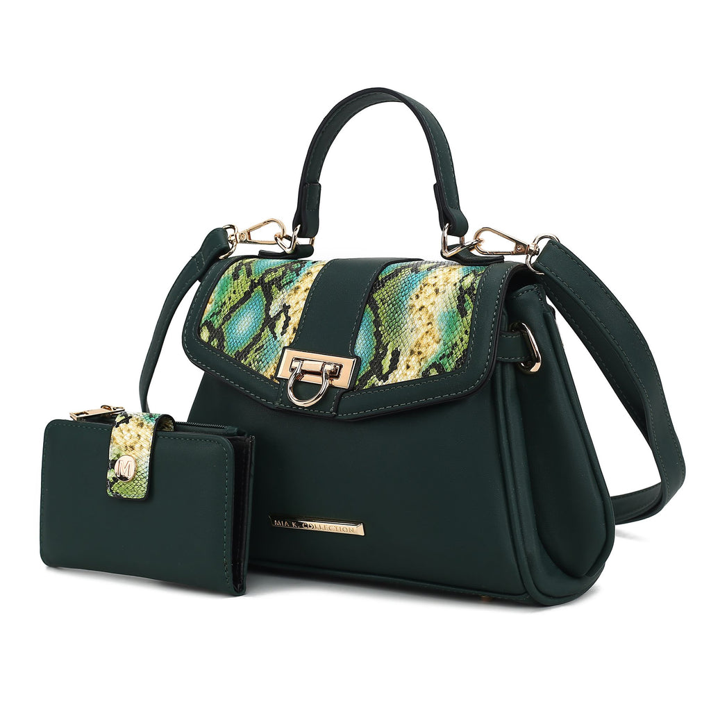 MKF Collection Geny Faux Snake Embossed Women Shoulder bag with matching Wallet by Mia K