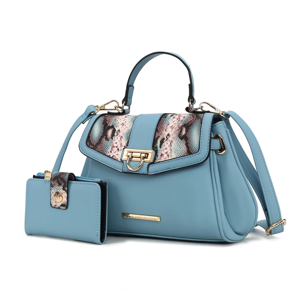 MKF Collection Geny Faux Snake Embossed Women Shoulder bag with matching Wallet by Mia K