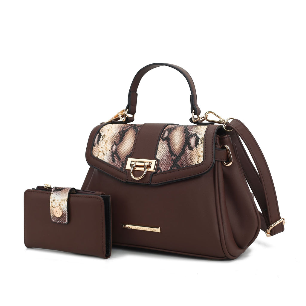 MKF Collection Geny Faux Snake Embossed Women Shoulder bag with matching Wallet by Mia K