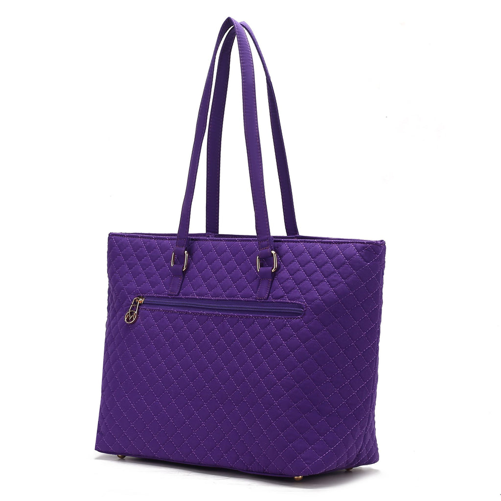MKF Collection Hallie Solid Quilted Cotton Women Tote Bag by Mia K