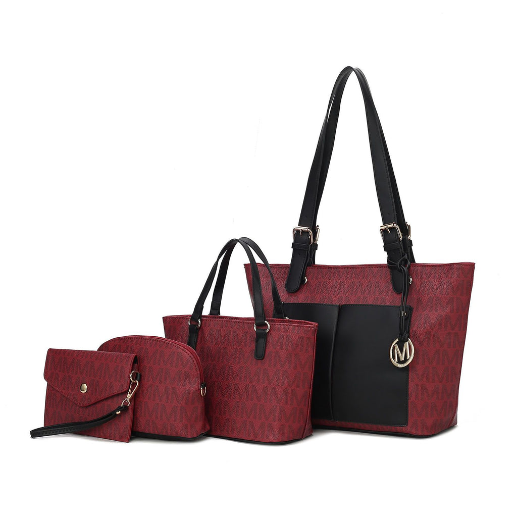 MKF Collection Havenly Signature Vegan Leather Women Tote Bag, Mini Tote Bag, Pouch and Wallet by Mia K