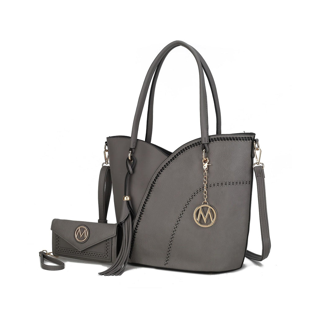 MKF Collection Imogene Two tone Whip Stitches Vegan Leather Women Shoulder bag with Wallet by Mia K