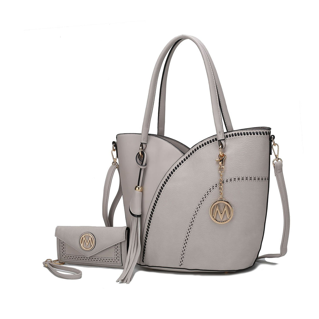 MKF Collection Imogene Two tone Whip Stitches Vegan Leather Women Shoulder bag with Wallet by Mia K
