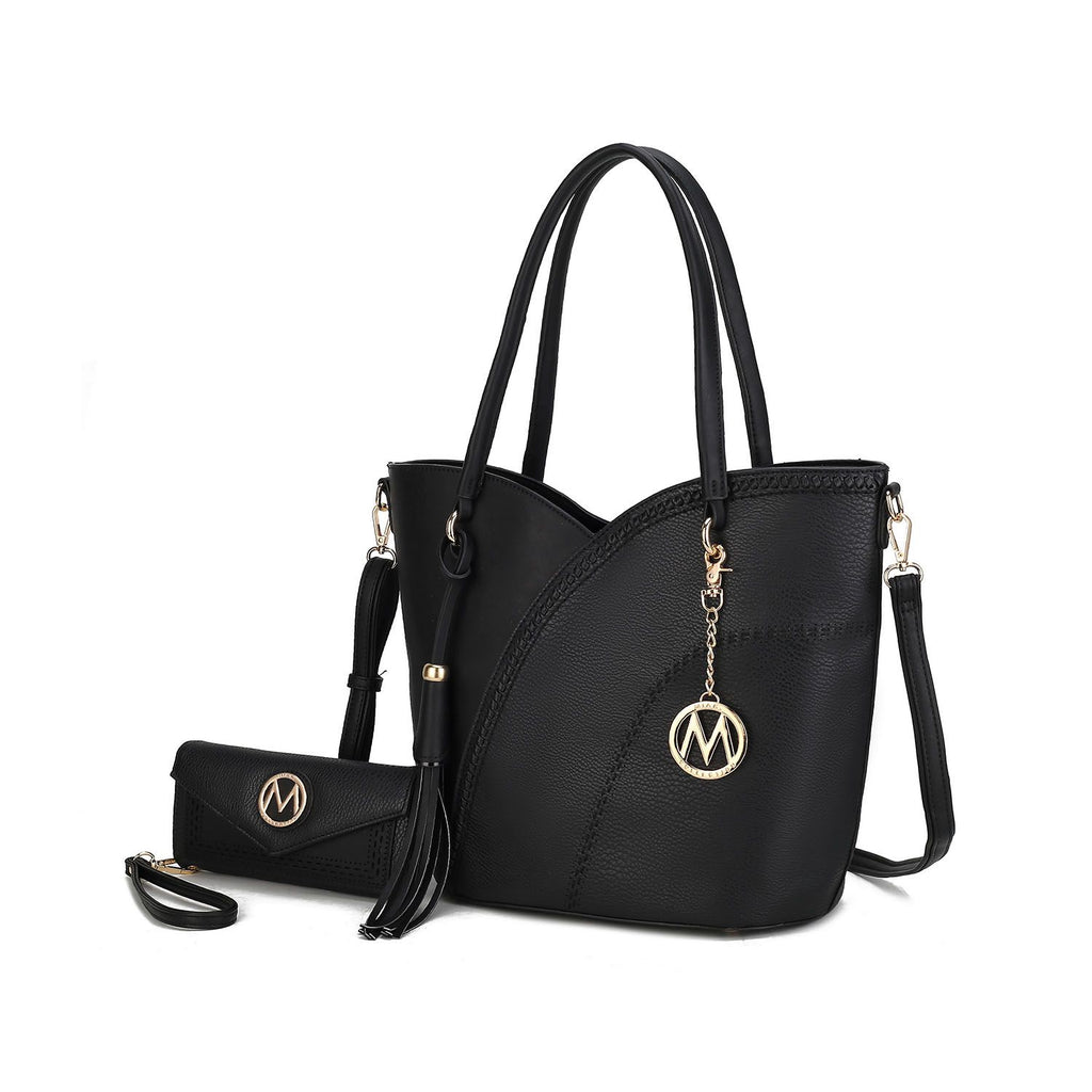 MKF Collection Imogene Two tone Whip Stitches Vegan Leather Women Shoulder bag with Wallet by Mia K