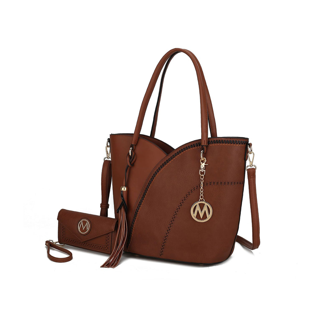 MKF Collection Imogene Two tone Whip Stitches Vegan Leather Women Shoulder bag with Wallet by Mia K