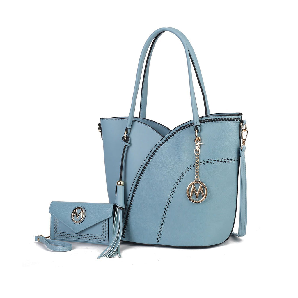 MKF Collection Imogene Two tone Whip Stitches Vegan Leather Women Shoulder bag with Wallet by Mia K