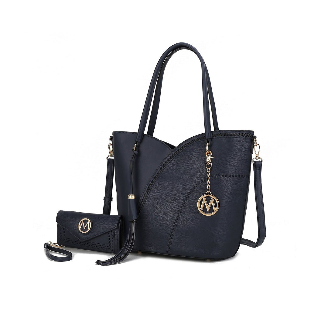 MKF Collection Imogene Two tone Whip Stitches Vegan Leather Women Shoulder bag with Wallet by Mia K