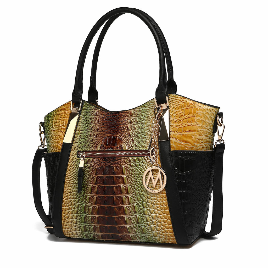 MKF Collection Janise Tote Bag with Croc Embossed Ombre Design and Gold Tone Hardware by Mia K