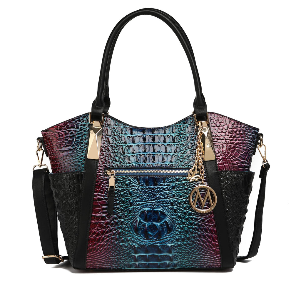MKF Collection Janise Tote Bag with Croc Embossed Ombre Design and Gold Tone Hardware by Mia K