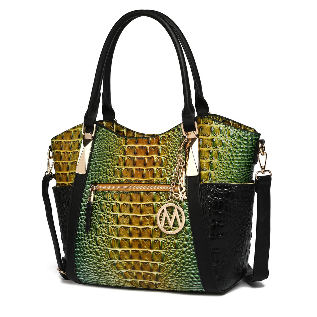 MKF Collection Janise Tote Bag with Croc Embossed Ombre Design and Gold Tone Hardware by Mia K