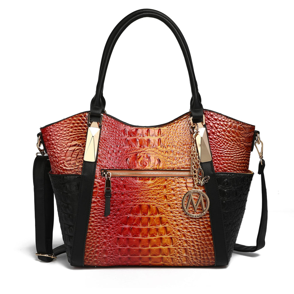 MKF Collection Janise Tote Bag with Croc Embossed Ombre Design and Gold Tone Hardware by Mia K