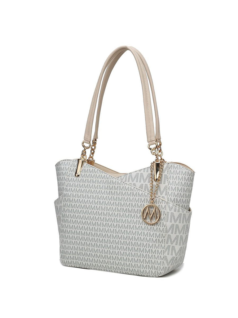 MKF Collection Jules M Logo Printed Vegan Leather Women Tote Bag by Mia k