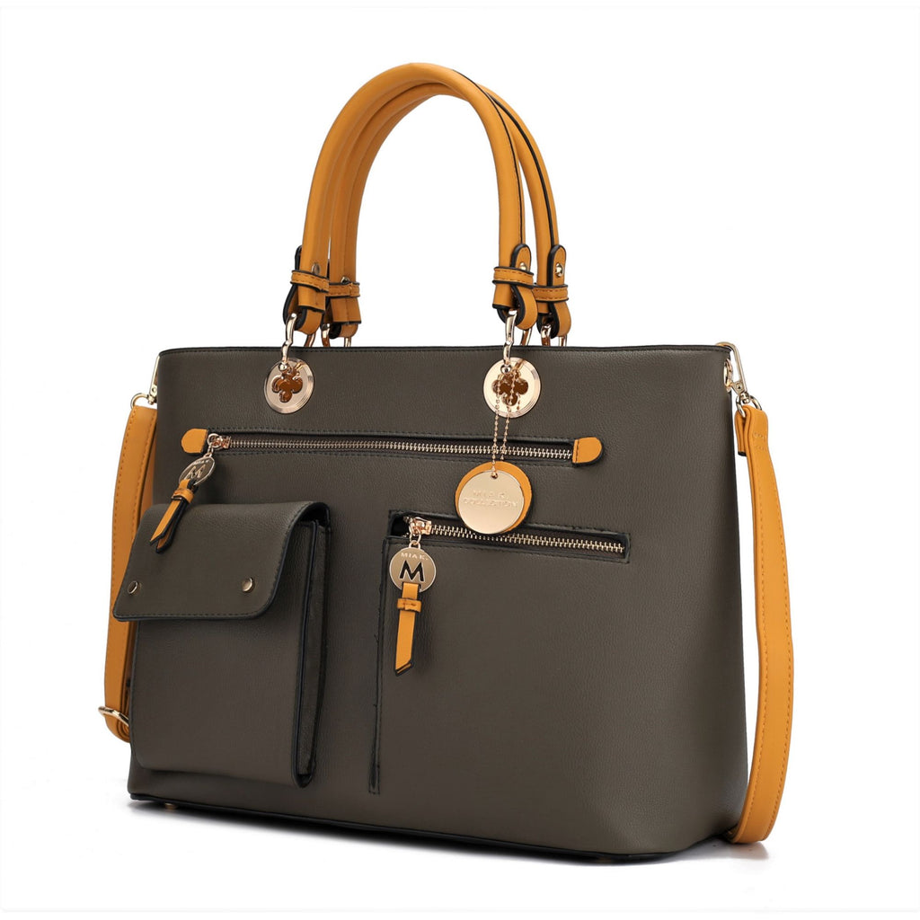 MKF Collection Julia Vegan Leather Color-block Women Satchel Bag by Mia K