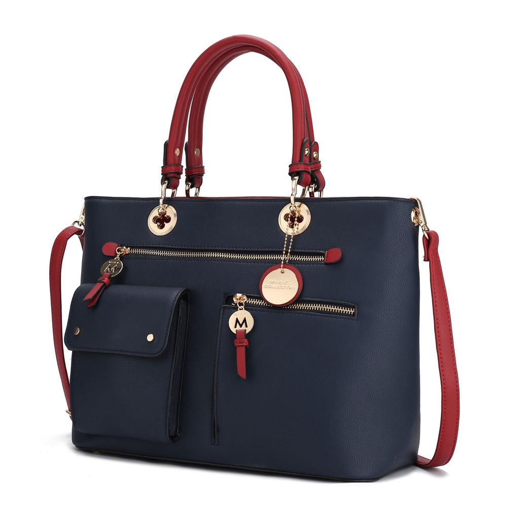 MKF Collection Julia Vegan Leather Color-block Women Satchel Bag by Mia K