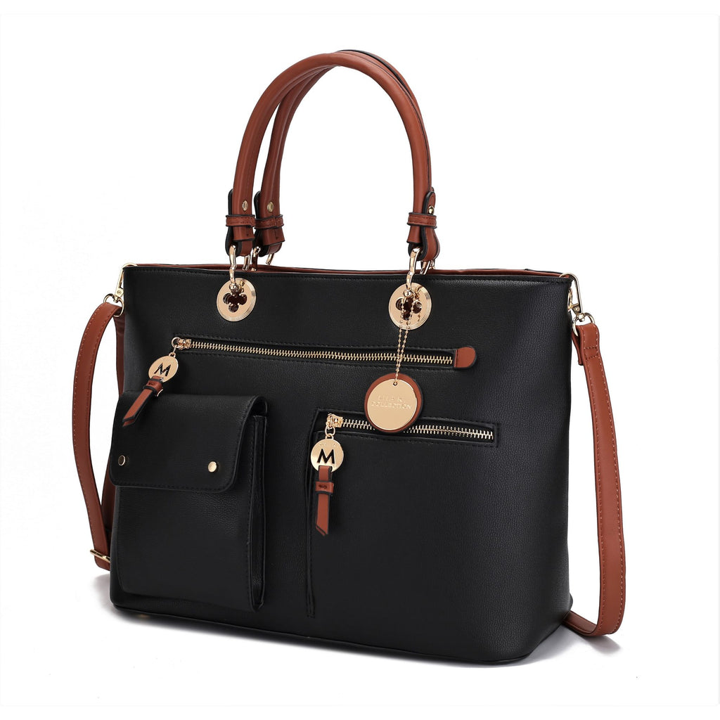 MKF Collection Julia Vegan Leather Color-block Women Satchel Bag by Mia K